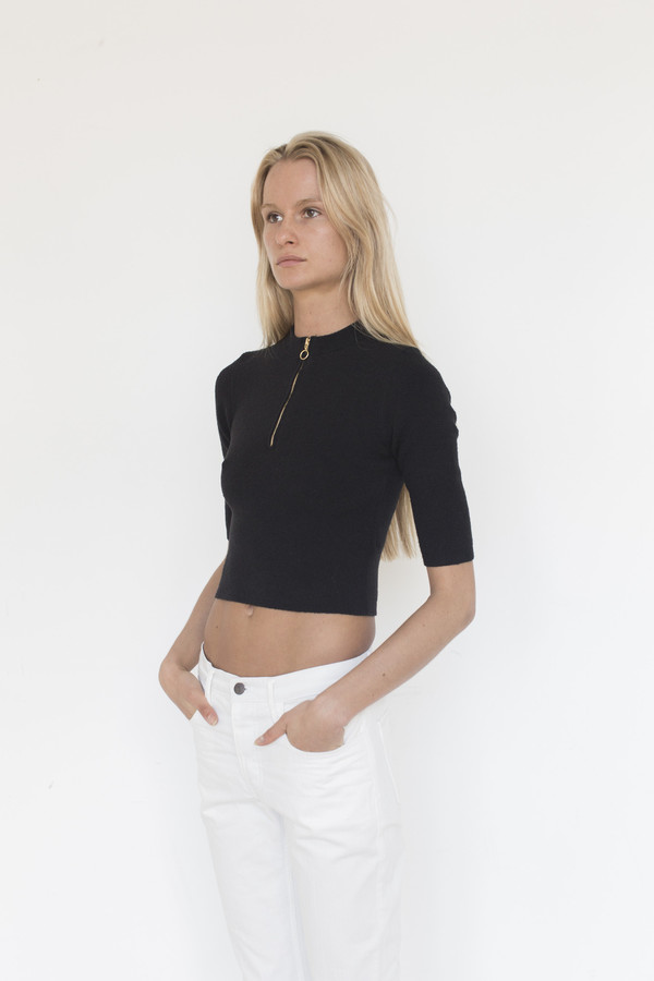 Pari Desai Cotton Blend Lucie Zip Crop Top Pari Desai Cotton Blend Lucie Zip Crop Top