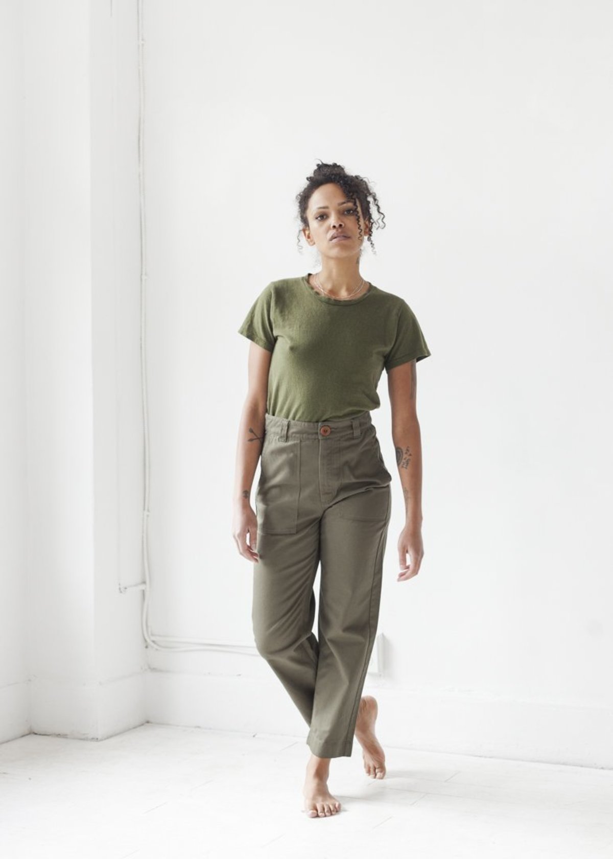 Beaton Linen Utility Trouser - Olive 