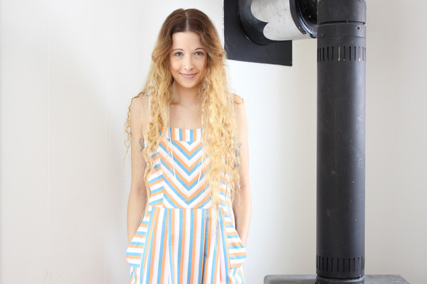 Birds of North America Minivet Dress (Peach/Sky) Birds of North America Minivet Dress (Peach/Sky)