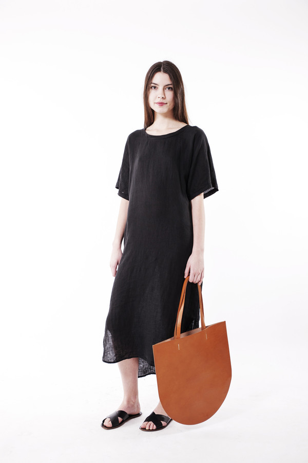 Black Crane Linen Long Dress Black Crane Linen Long Dress