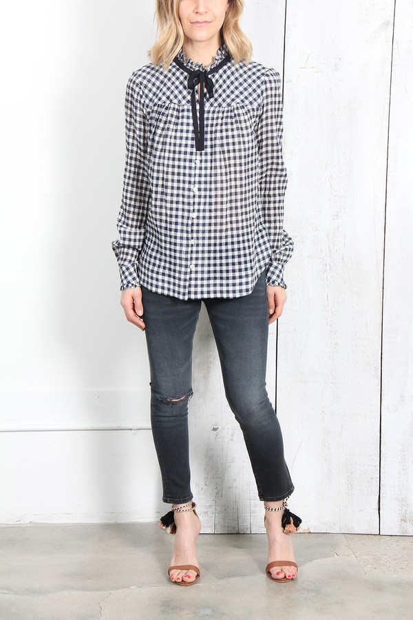 SEA GINGHAM LONG SLEEVE TOP SEA GINGHAM LONG SLEEVE TOP