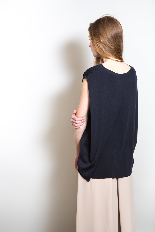 Achro Linen Mixed Knit Top / Navy Achro Linen Mixed Knit Top / Navy