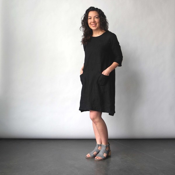 Modaspia Cottage Dress in Black Linen Modaspia Cottage Dress in Black Linen