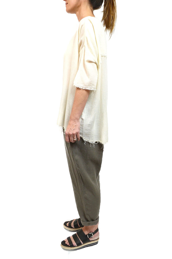 Black Crane Square Top - Cream Black Crane Square Top - Cream