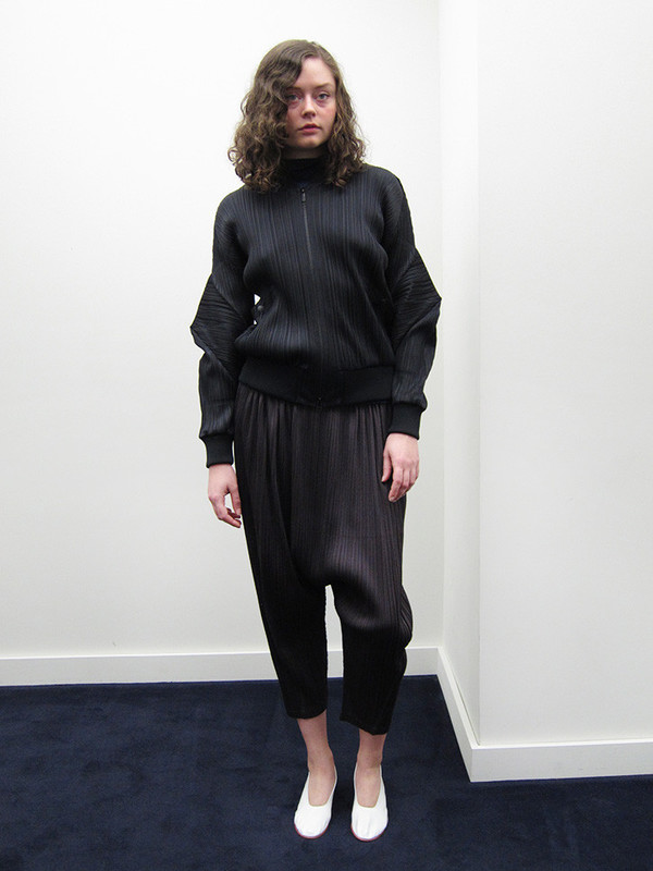 Issey Miyake Pleated Bomber Jacket - Black Issey Miyake Pleated Bomber Jacket - Black