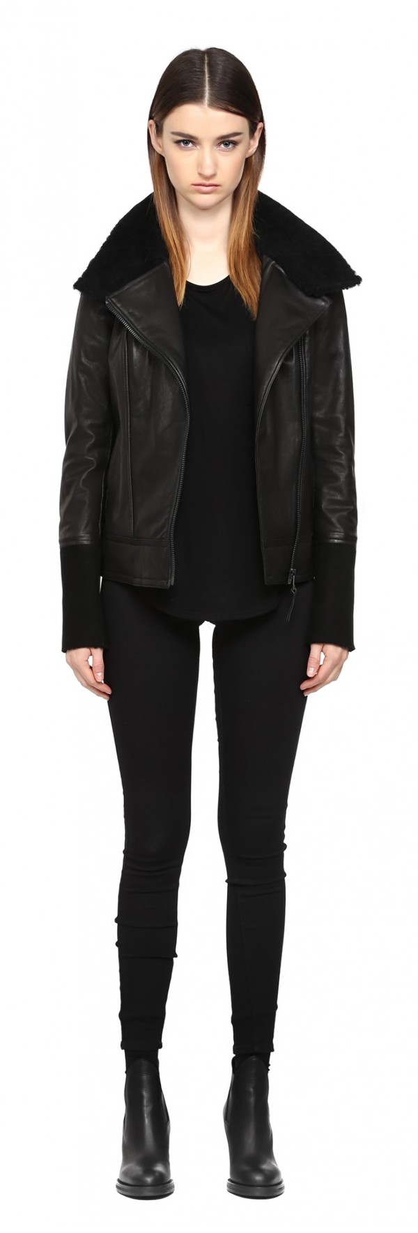 Mackage Safira Black Washed Leather Moto Jacket Mackage Safira Black Washed Leather Moto Jacket