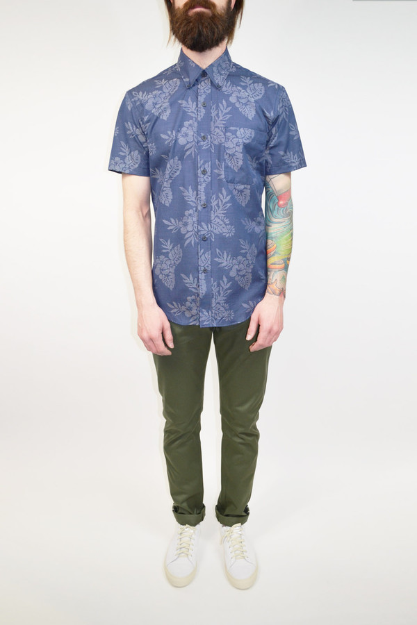 Men's United Stock Dry Goods Floral Jacquard S/S Shirt I Navy Men's United Stock Dry Goods Floral Jacquard S/S Shirt I Navy