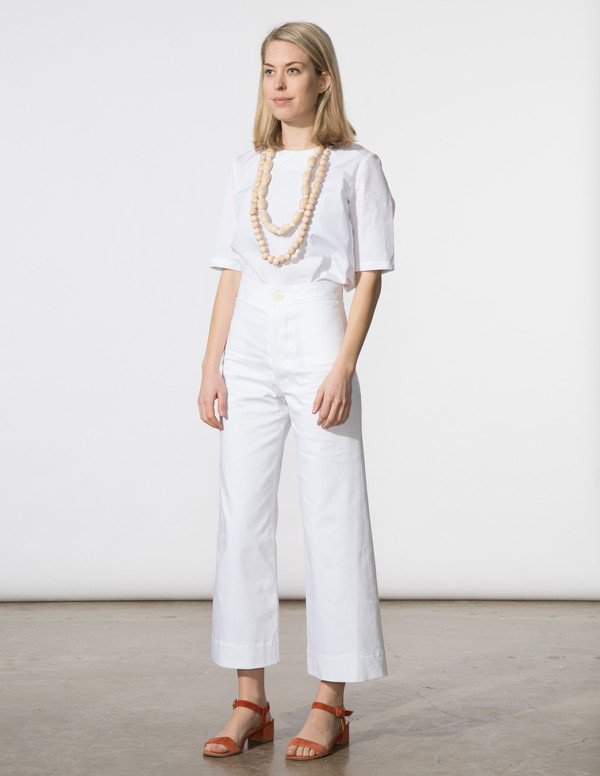 SBJ Austin Cat Top in White Italian Poplin SBJ Austin Cat Top in White Italian Poplin