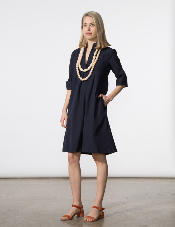 SBJ Austin Ellen Dress in Navy Italian Poplin SBJ Austin Ellen Dress in Navy Italian Poplin