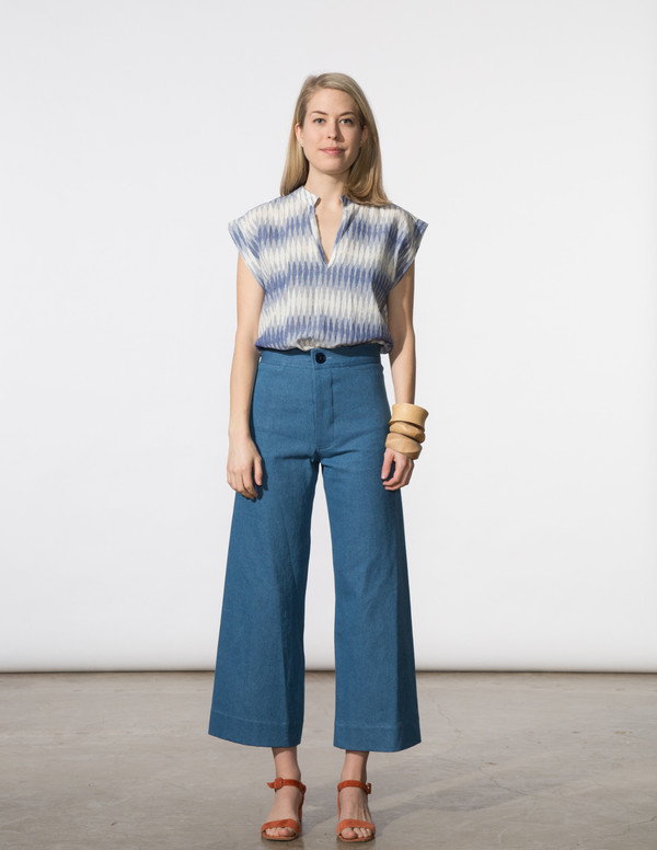 SBJ Austin Vivienne Top in Blue Ikat SBJ Austin Vivienne Top in Blue Ikat
