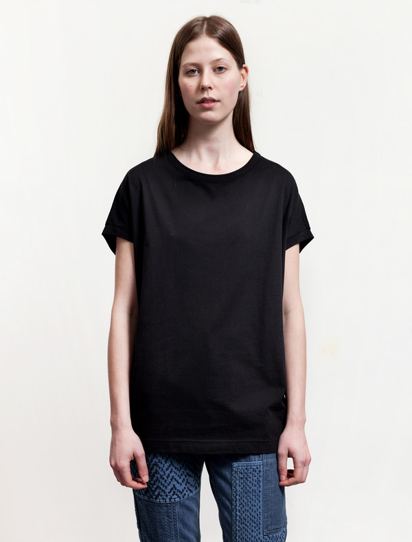 Ys by Yohji Yamamoto Cap Sleeve T-Shirt Black Ys by Yohji Yamamoto Cap Sleeve T-Shirt Black