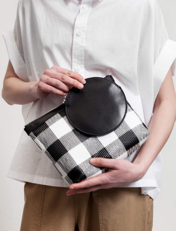 Kara Pyramid Wristlet Gingham Leather Kara Pyramid Wristlet Gingham Leather