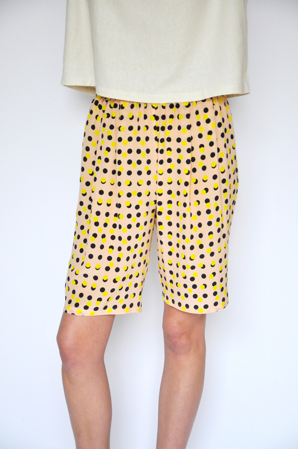 Dusen Dusen Peach Double Dot Elastic Waist Shorts Dusen Dusen Peach Double Dot Elastic Waist Shorts