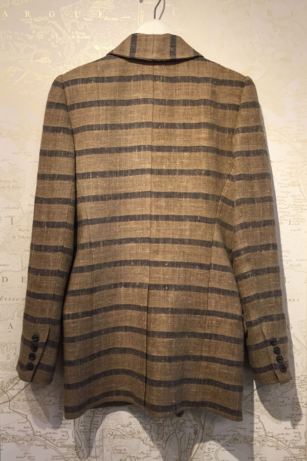 Smythe Long Shawl striped linen blazer Smythe Long Shawl striped linen blazer