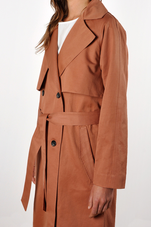 Waltz Trench Coat in Terracotta Linen/Cotton Twill Waltz Trench Coat in Terracotta Linen/Cotton Twill
