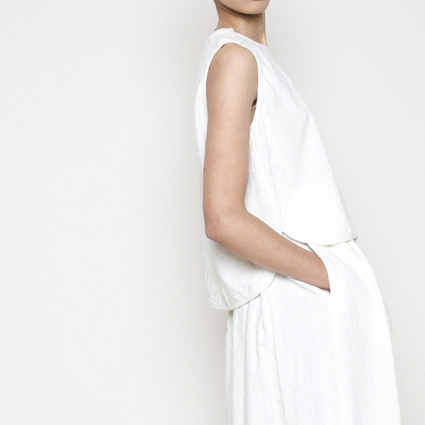 Crew Neck Cropped Top- White SS16 Crew Neck Cropped Top- White SS16