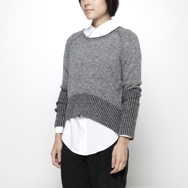 7115 by Szeki Reversible Cropped Sweater FW15 - Grey/Charcoal 7115 by Szeki Reversible Cropped Sweater FW15 - Grey/Charcoal