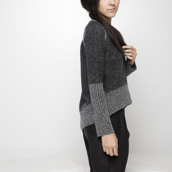 7115 by Szeki Reversible Cropped Sweater FW15 - Grey/Charcoal 7115 by Szeki Reversible Cropped Sweater FW15 - Grey/Charcoal