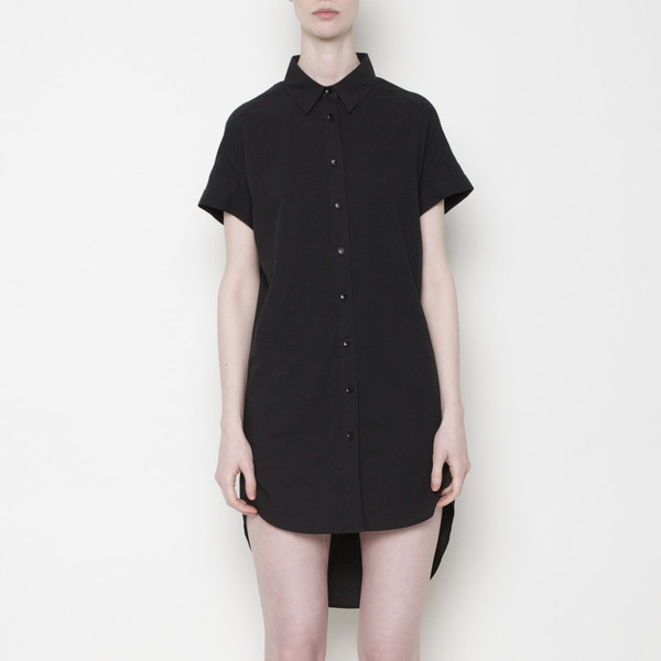 Short Sleeve Shirt Dress PF15 - Black Short Sleeve Shirt Dress PF15 - Black