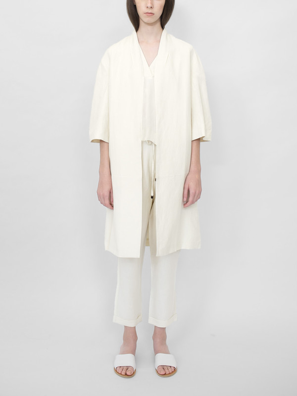 7115 by Szeki Structured Linen Long Coat 7115 by Szeki Structured Linen Long Coat