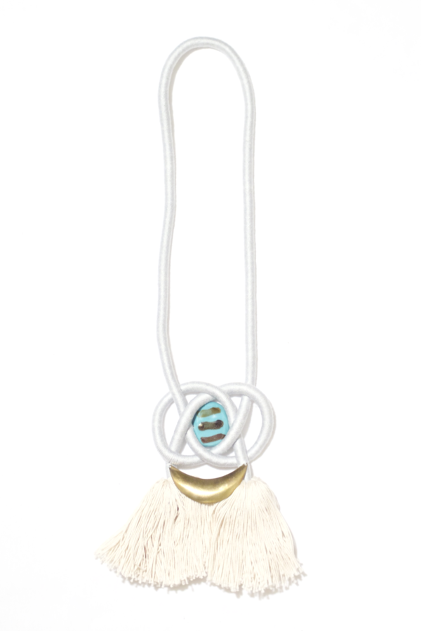 Sacred Knots Single Double Coin Knot Necklace in Cloud Sacred Knots Single Double Coin Knot Necklace in Cloud