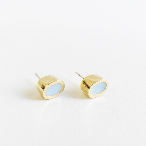 Karenn.la Light Blue Oval Stud Karenn.la Light Blue Oval Stud