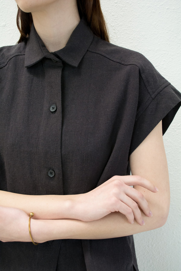 Micaela Greg Black Pieced Sleeve Button Up Micaela Greg Black Pieced Sleeve Button Up