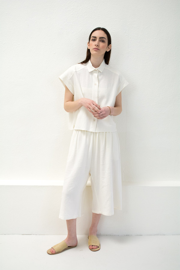 Micaela Greg White Pieced Sleeve Button Up Micaela Greg White Pieced Sleeve Button Up