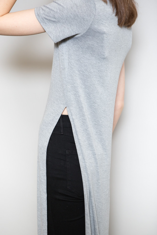 BLQ Basiq Side Slit Maxi Tee / Heather Grey BLQ Basiq Side Slit Maxi Tee / Heather Grey