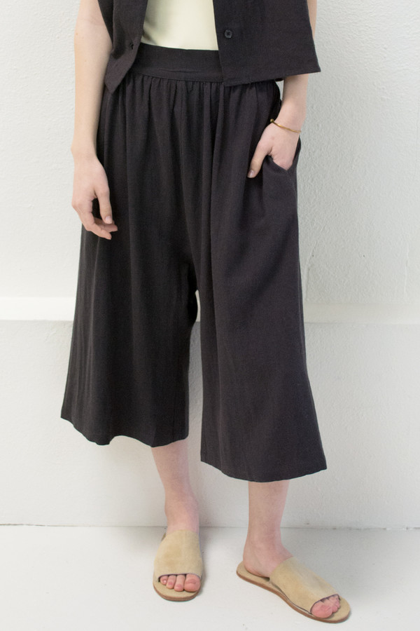 Micaela Greg Black Linen Culotte Micaela Greg Black Linen Culotte
