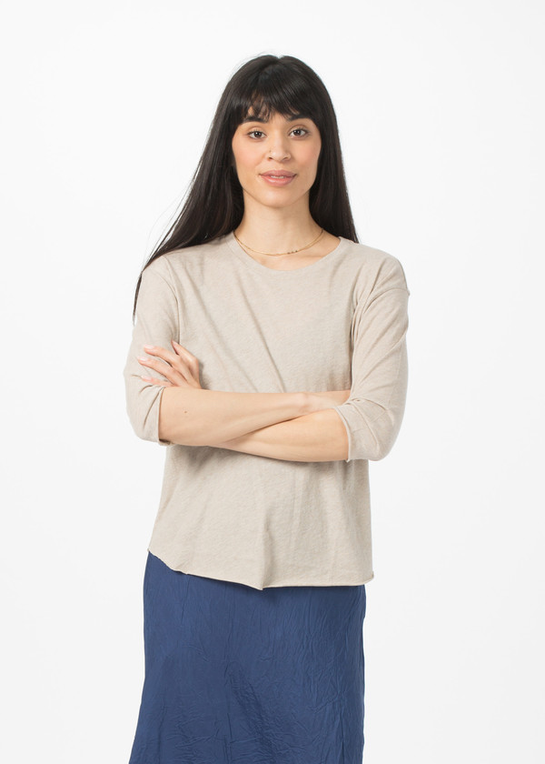 Organic by John Patrick 3/4 Sleeve Crew Neck Tee - Beige Organic by John Patrick 3/4 Sleeve Crew Neck Tee - Beige