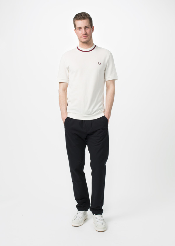 Men's Fred Perry Crew Neck Pique T-Shirt - White Men's Fred Perry Crew Neck Pique T-Shirt - White