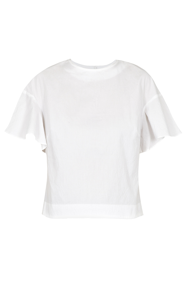 Apiece Apart White Serra Ruffle-Sleeve Top Apiece Apart White Serra Ruffle-Sleeve Top