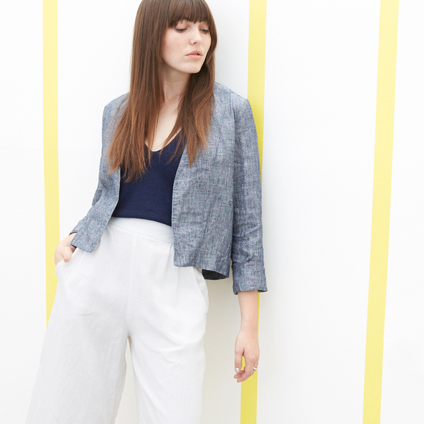 Ali Golden LINEN JACKET - BLUE CHAMBRAY Ali Golden LINEN JACKET - BLUE CHAMBRAY