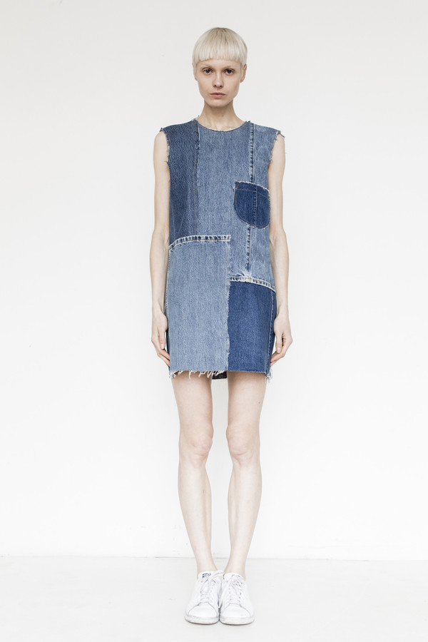 Assembly Denim Patchwork Shift Dress Assembly Denim Patchwork Shift Dress