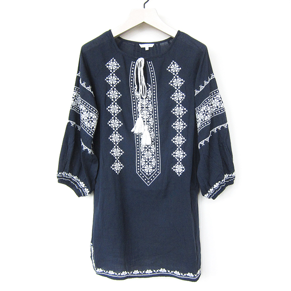 Star Mela Mayra embroidered tunic - navy/ecru Star Mela Mayra embroidered tunic - navy/ecru