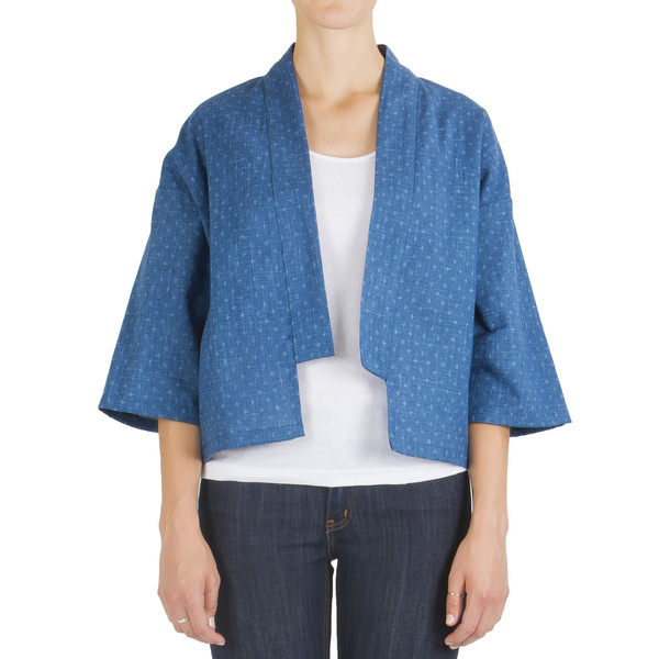 NAKED AND FAMOUS / VESTE KIMONO IMPRIMEE - BLEU NAKED AND FAMOUS / VESTE KIMONO IMPRIMEE - BLEU