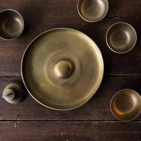 brass sake set brass sake set