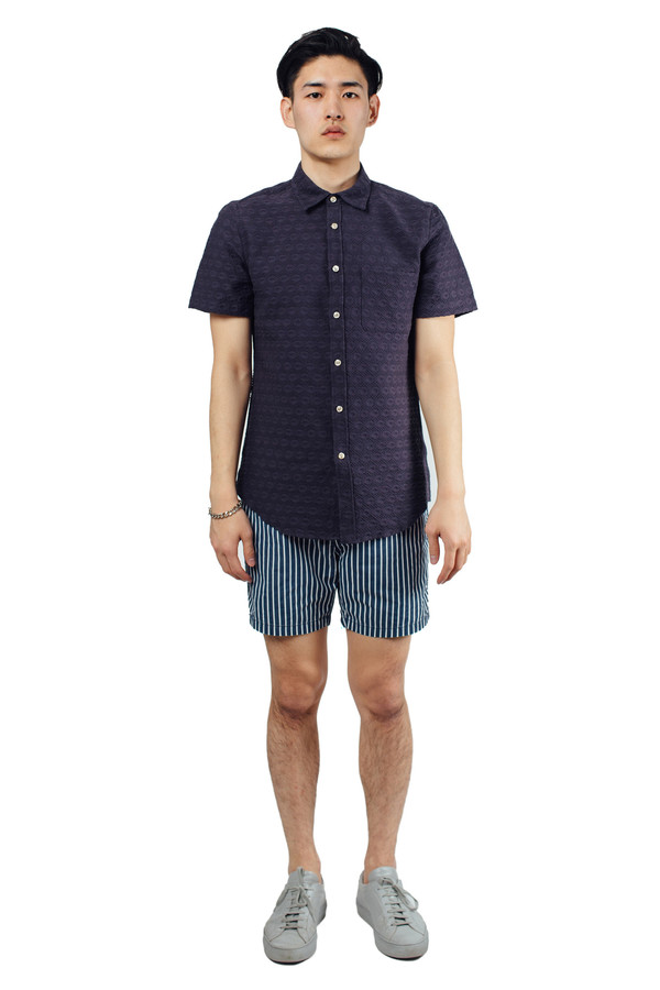 Men's Portuguese Flannel Grão S/S Buttondown Navy Men's Portuguese Flannel Grão S/S Buttondown Navy