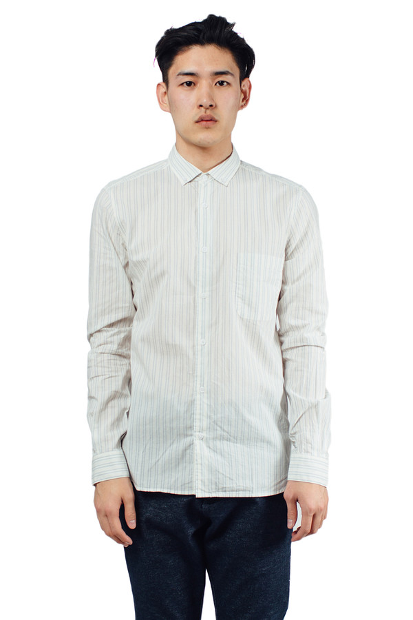 Men's YMC Jan and Dean Double Stripe Shirt Cream Men's YMC Jan and Dean Double Stripe Shirt Cream