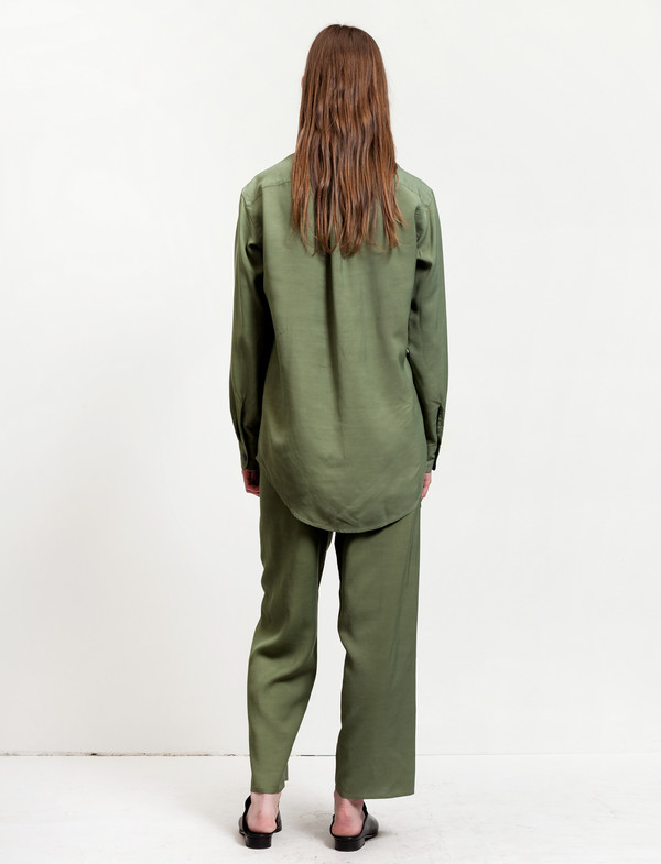 Lemaire Elasticated Pants Cropped Olive Lemaire Elasticated Pants Cropped Olive