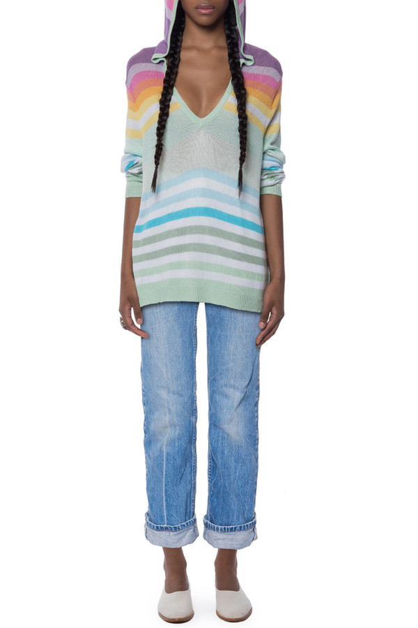mara hoffman rainbow knit pullover hoodie mara hoffman rainbow knit pullover hoodie