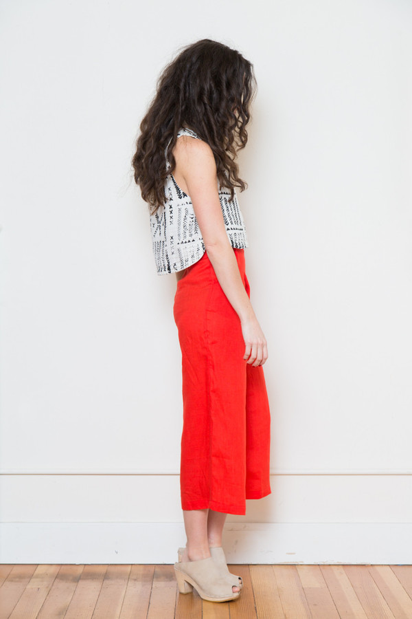 sam & lavi portia linen pant in red sam & lavi portia linen pant in red