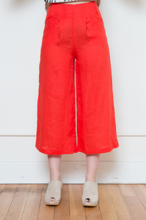 mira mira sam & lavi portia linen pant in red mira mira sam & lavi portia linen pant in red