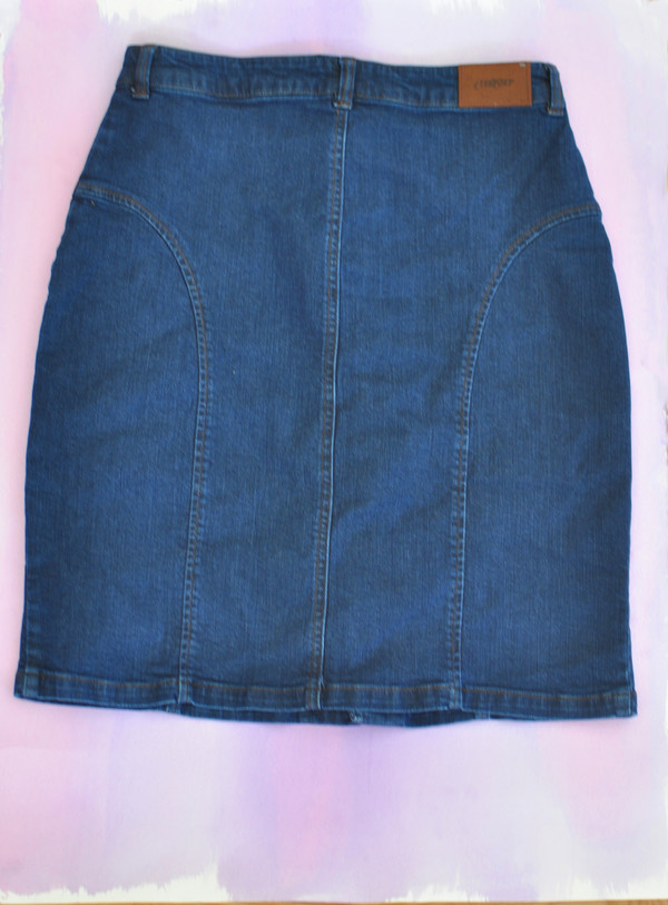 Courtshop "Vicki" Denim Pencil Skirt in Dark Denim Courtshop "Vicki" Denim Pencil Skirt in Dark Denim