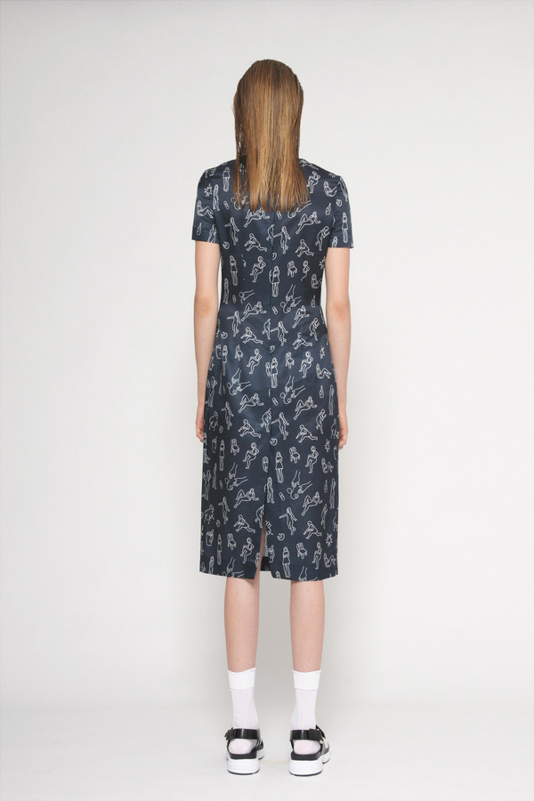 Diarte "Manel" Printed Short Sleeve Silk Cotton Dress Diarte "Manel" Printed Short Sleeve Silk Cotton Dress