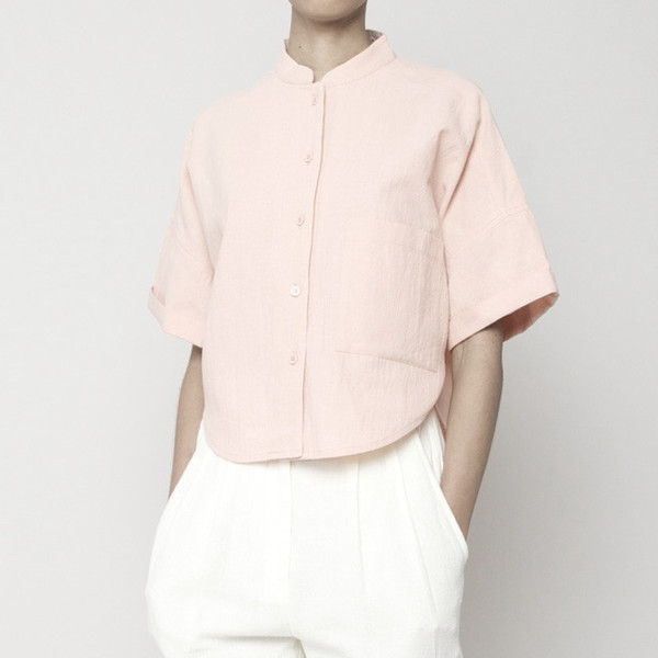7115 by Szeki Pocket Cropped Shirt- Blush SS16 7115 by Szeki Pocket Cropped Shirt- Blush SS16