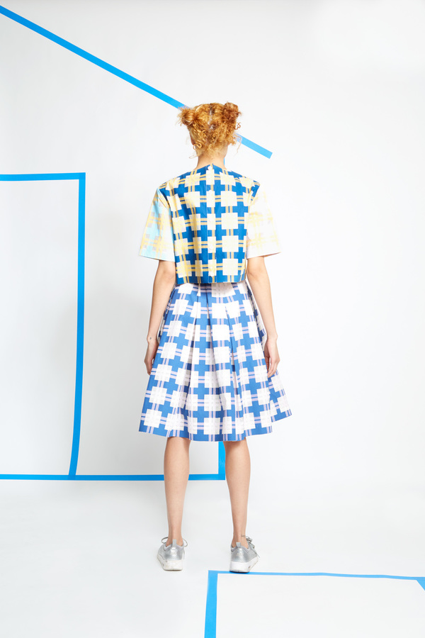 Steven Tai Silk Screened Box Pleat Skirt Steven Tai Silk Screened Box Pleat Skirt