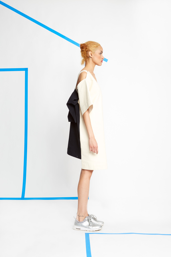 Nancy Stella Soto Offset Denim Back Flap Tee Dress Nancy Stella Soto Offset Denim Back Flap Tee Dress