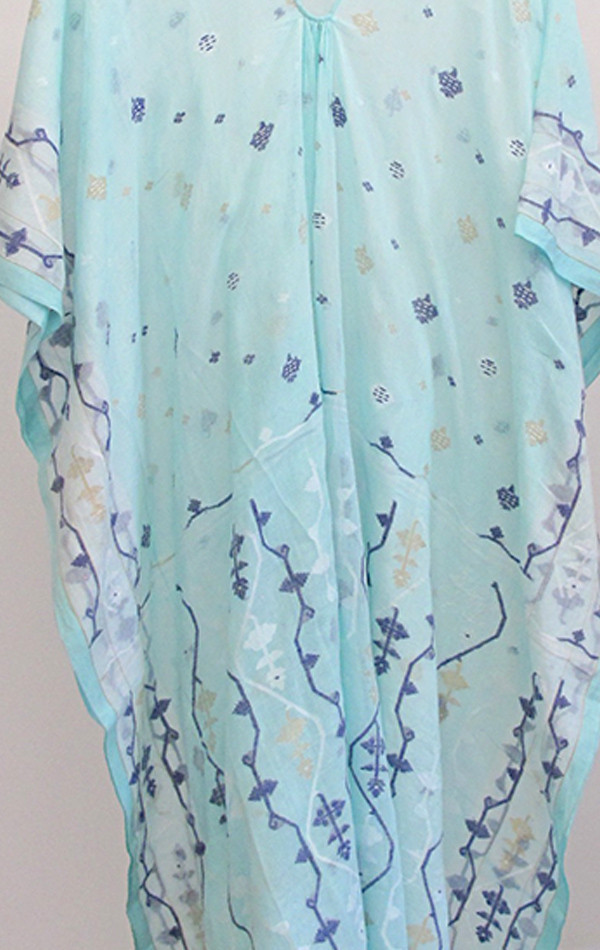 Two New York Seafoam Jamdani caftan Two New York Seafoam Jamdani caftan